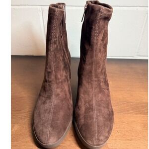 Corso Como‎ Women Brown Suede Side Zip Block Heel Ankle Boots Size 8M